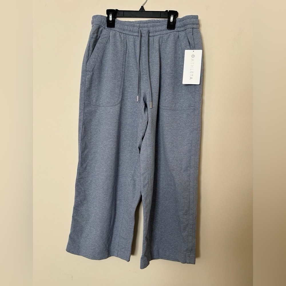 Athleta Light Blue Wide Leg Cropped Pants - Picture 3 of 8